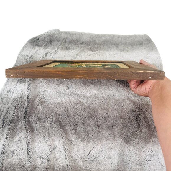 HANDMADE Wooden Framed Fabric Quilt pattern Country Farm Folk Wall Art - Picture 12 of 13